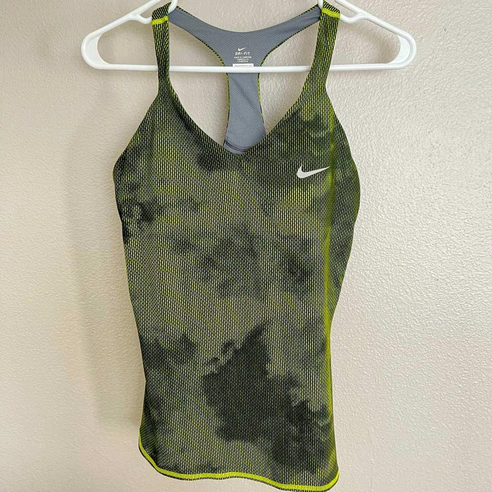 Nike Dri-Fit M Lime Lined Tank Top Running Wick